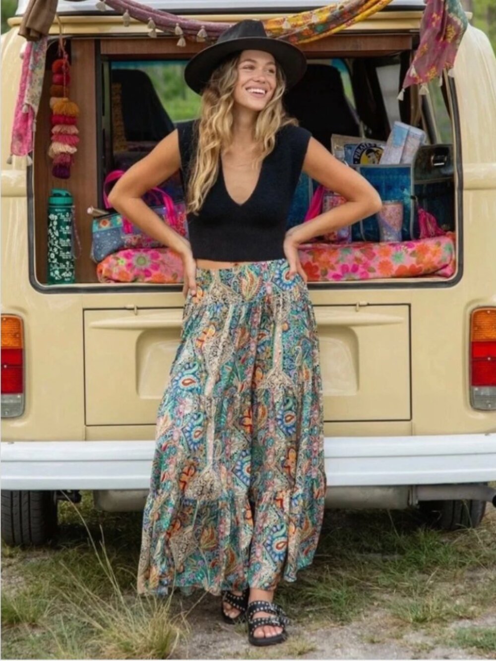 NEW NATURAL LIFE Hanna Paisley Floral Convertible Maxi Skirt Multicolor Sz S NWT